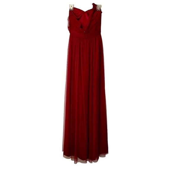 Amsale Red Crimson Maxi Tulle Overlay Formal Dress Crimson 6L Burgundy wedding - Picture 6 of 16
